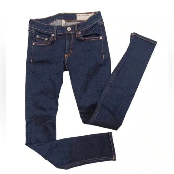 Rag & Bone Low Rise Heritage Colour Skinny Dark Wash Jeans Size 24 - Picture 2 of 11